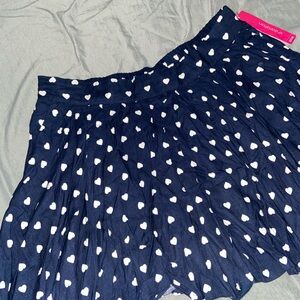Navy Heart Print Skater Skirt